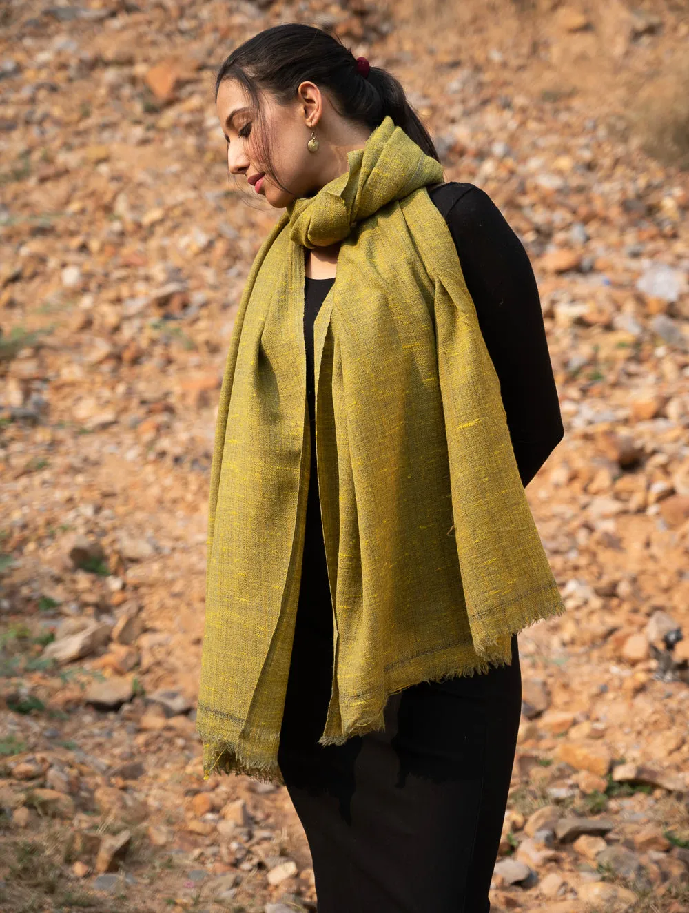 Fine, Soft Himachal Wool Plain Shawl - Pale Green