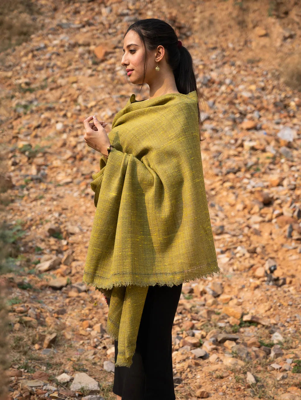 Fine, Soft Himachal Wool Plain Shawl - Pale Green