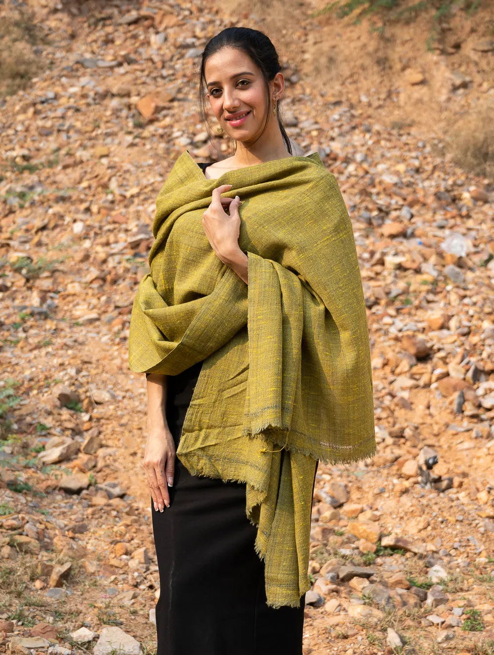 Fine, Soft Himachal Wool Plain Shawl - Pale Green