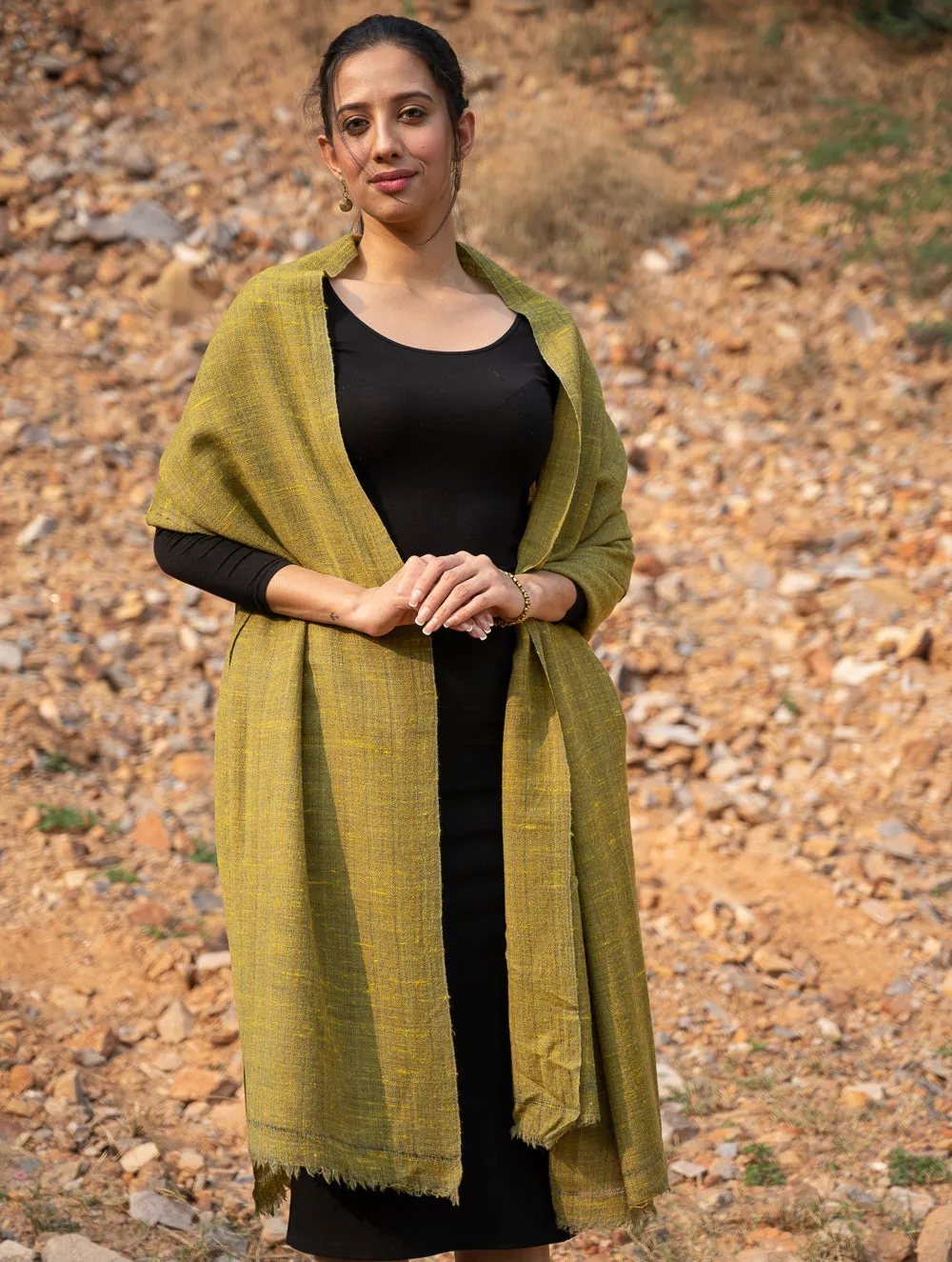 Fine, Soft Himachal Wool Plain Shawl - Pale Green