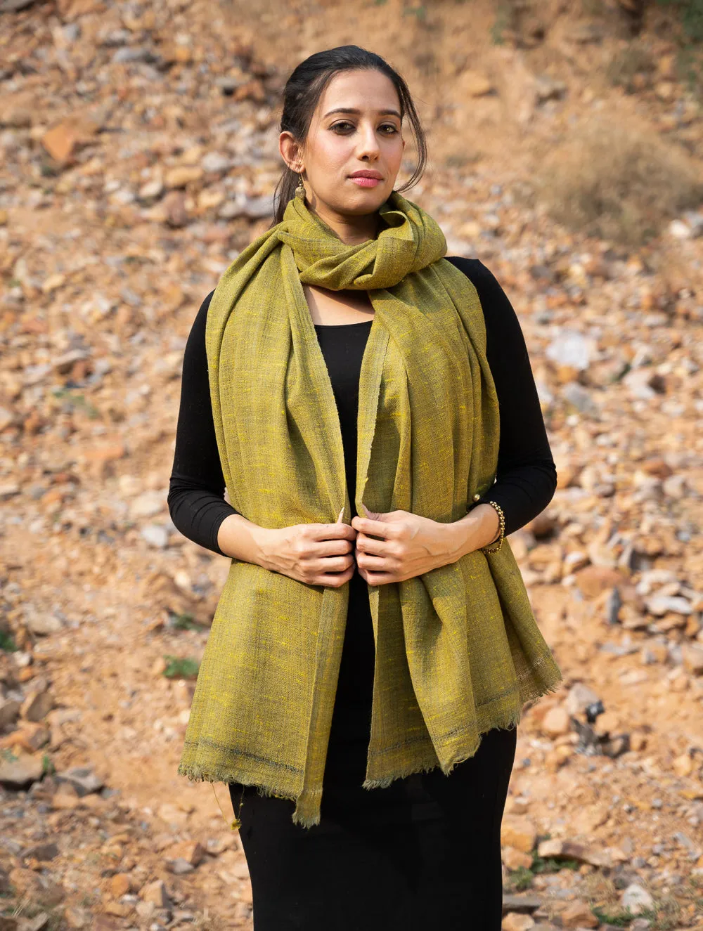 Fine, Soft Himachal Wool Plain Shawl - Pale Green