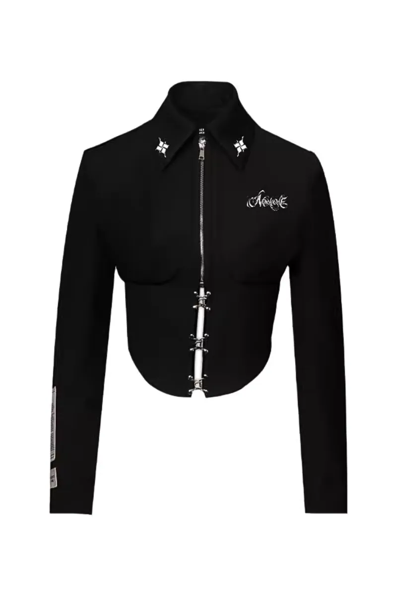 Fitted Short Suit Jacket with Cross Design