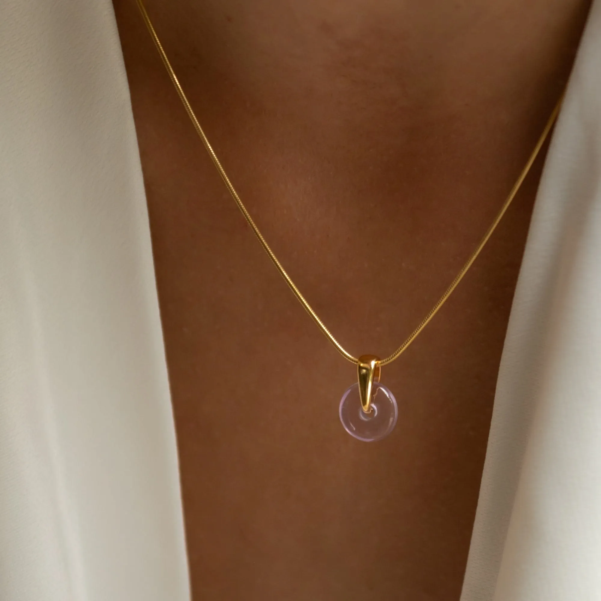 Gold Plated Purple Spinning Disc Necklace