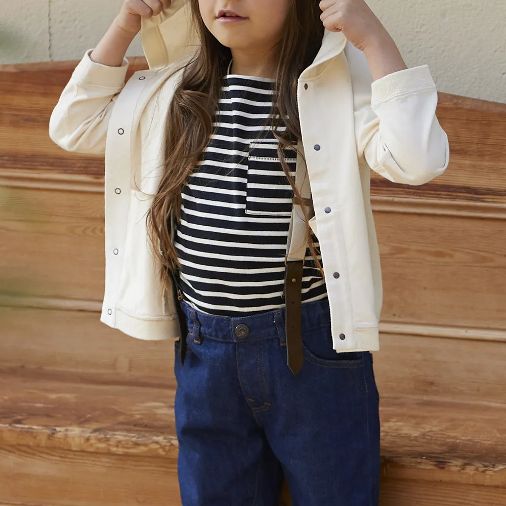 HÄP & CRAFT | Kidswear | Smile Cotton Plain Stitch T-shirt - Off White / Top Gray / Off White x Top Blue / Black Off