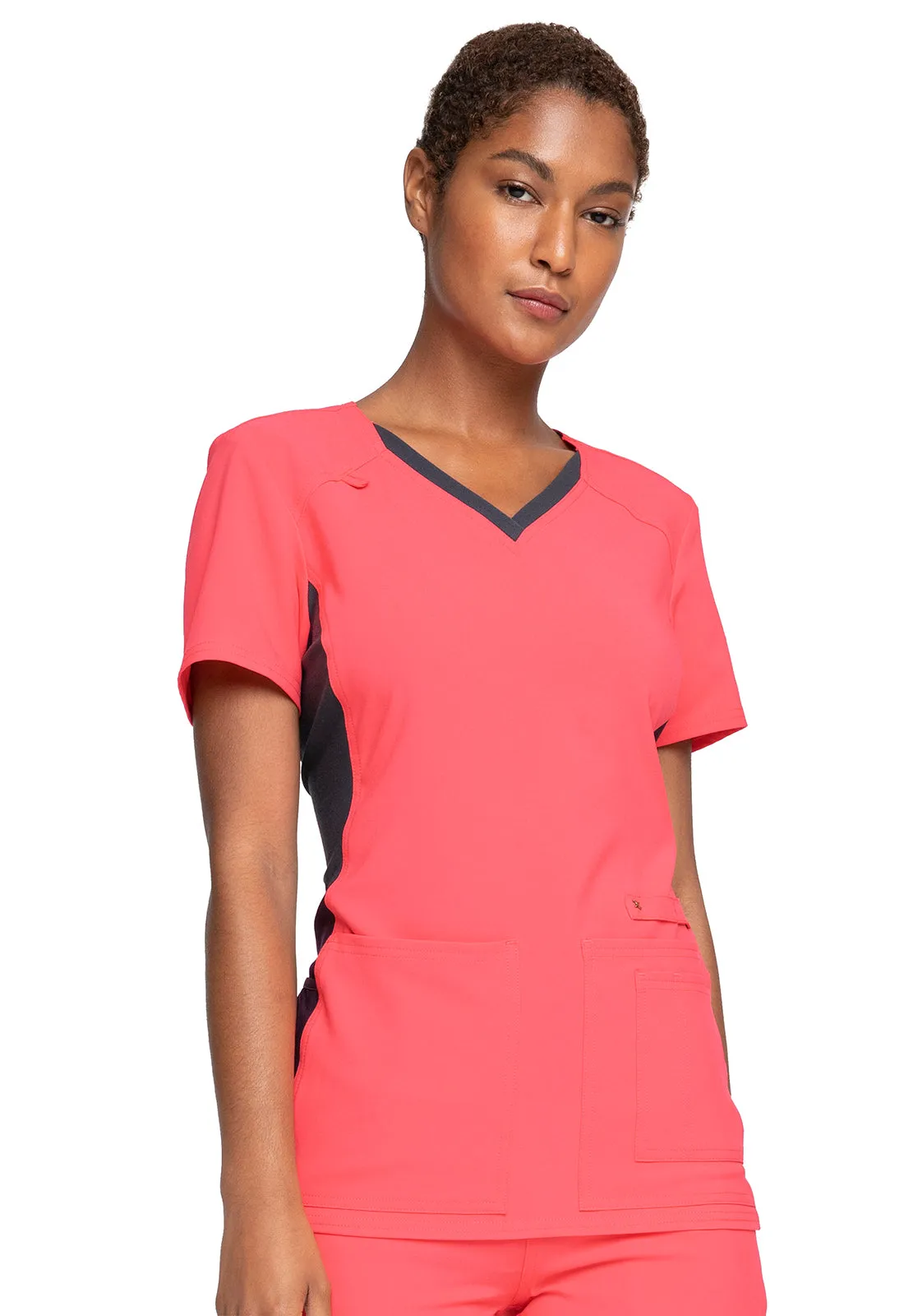 Iflex - Women's V-Neck Knit Panel Solid Top