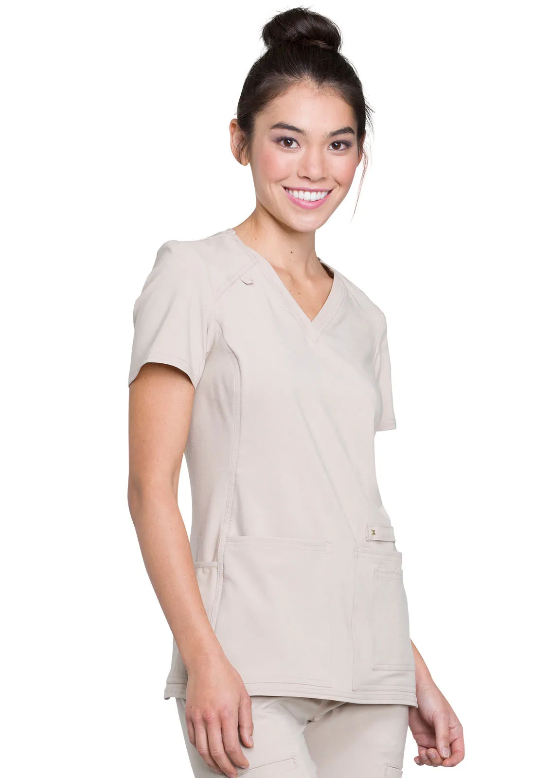 Iflex - Women's V-Neck Knit Panel Solid Top