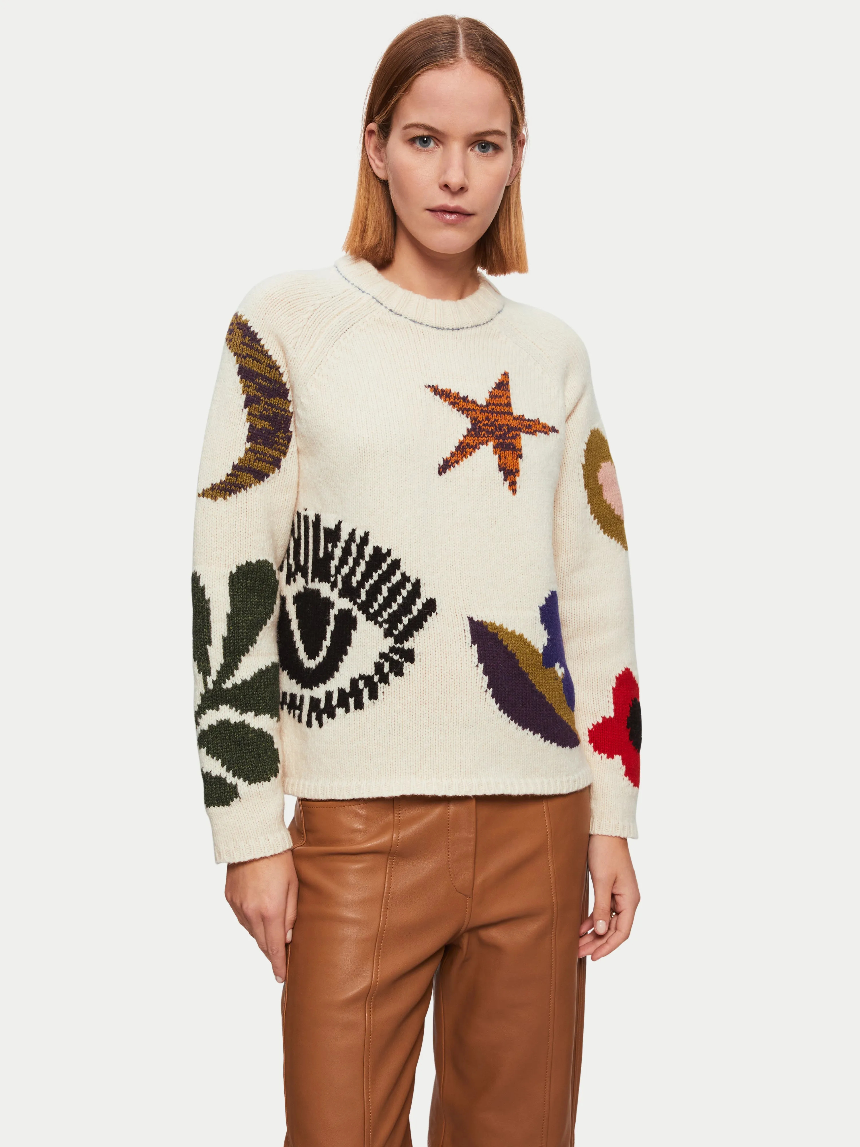 Intarsia Crew Neck Jumper | Multi