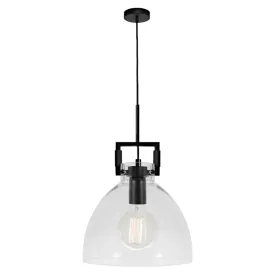 Jean Black and Clear Glass Rustic Industrial Pendant