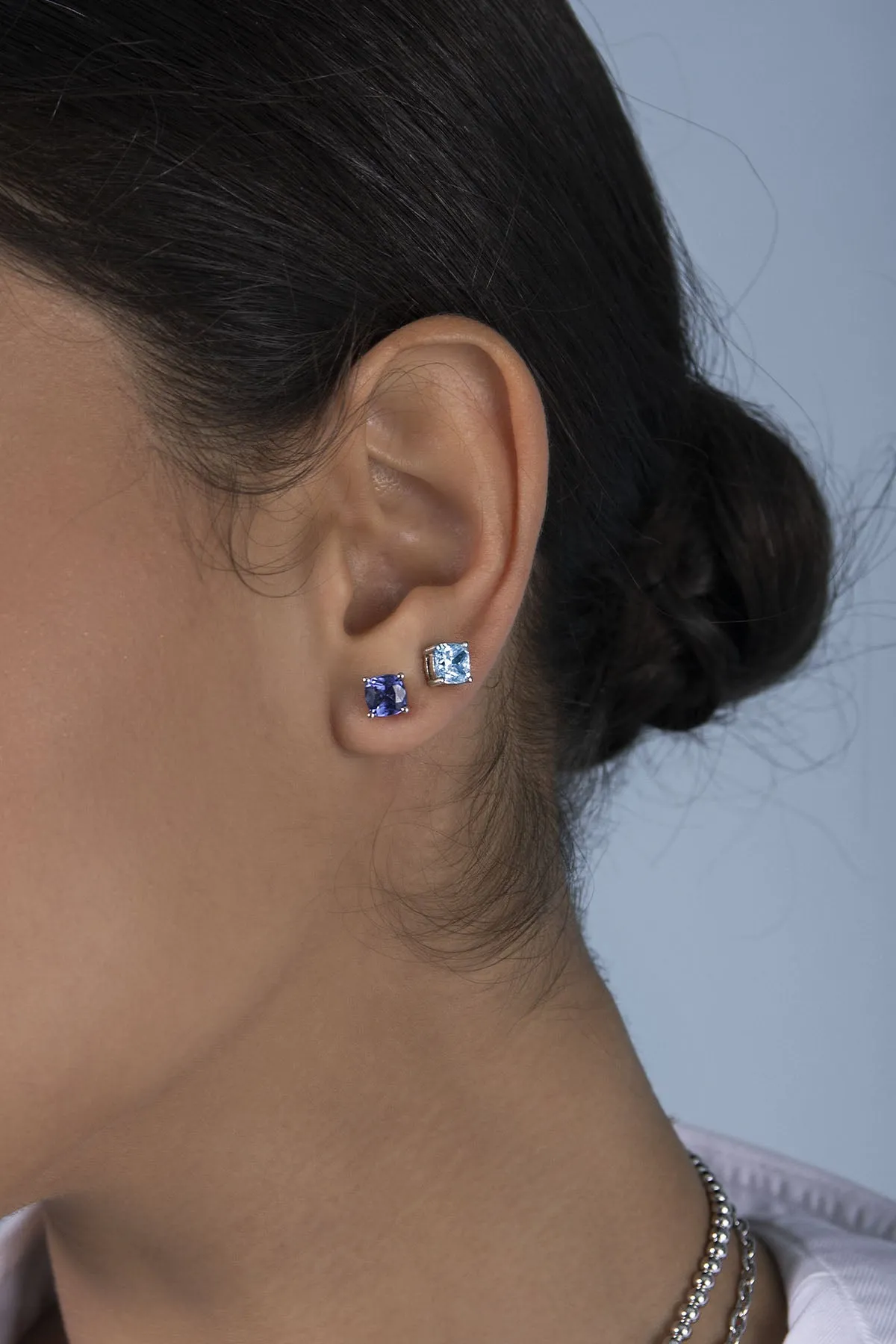 Lagoon Blue Square Stud Earrings