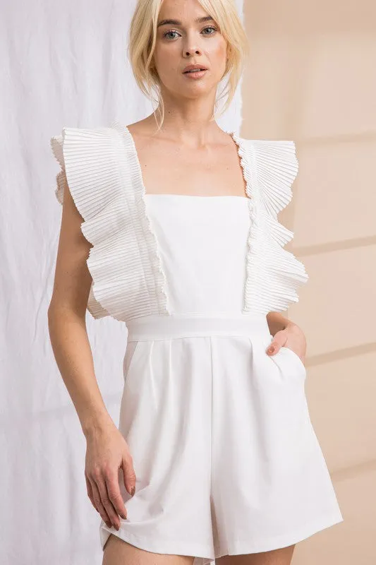 Little White Romper with Pleats