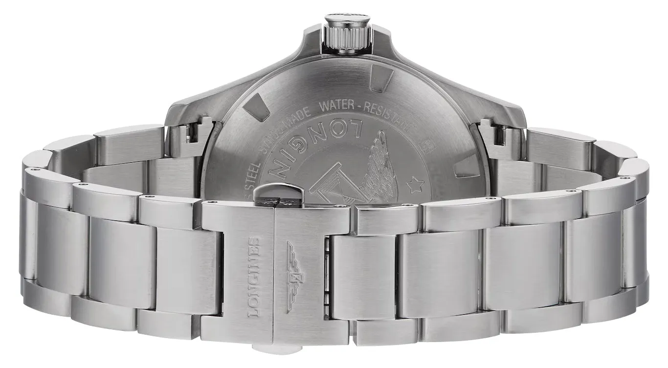 Longines Conquest V.H.P. Mens Quartz Watch - Stainless Steel, Black Dial, Perpetual Calendar Date - Model L3.716.4.56.6