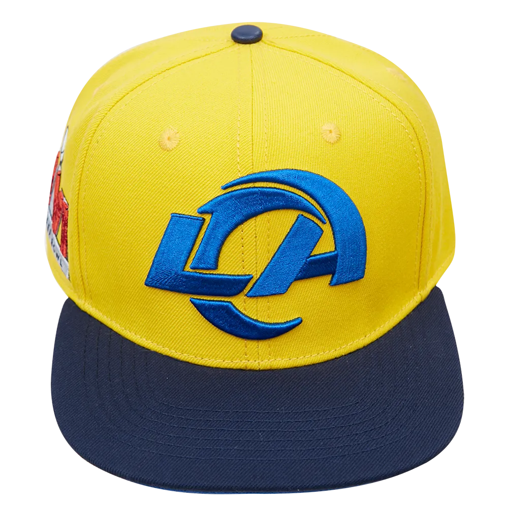 LOS ANGELES RAMS MULTI LOGO WOOL SNAPBACK HAT (UNIVERSITY BLUE/ YELLOW)