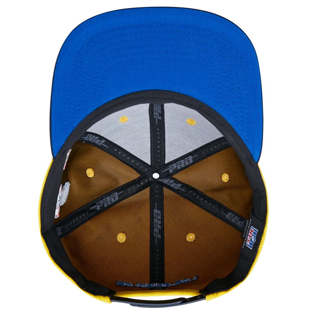 LOS ANGELES RAMS MULTI LOGO WOOL SNAPBACK HAT (UNIVERSITY BLUE/ YELLOW)