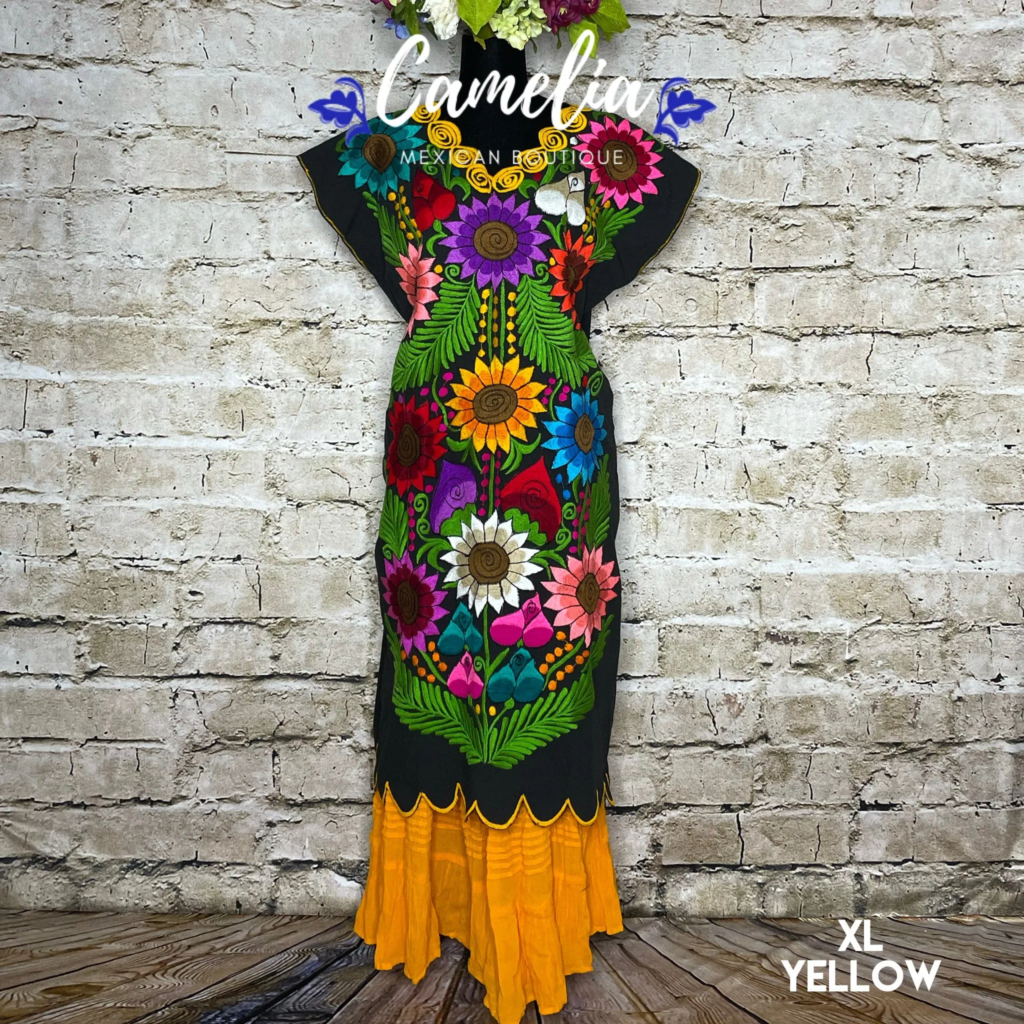 Mexican Huipil Dress Sunflowers