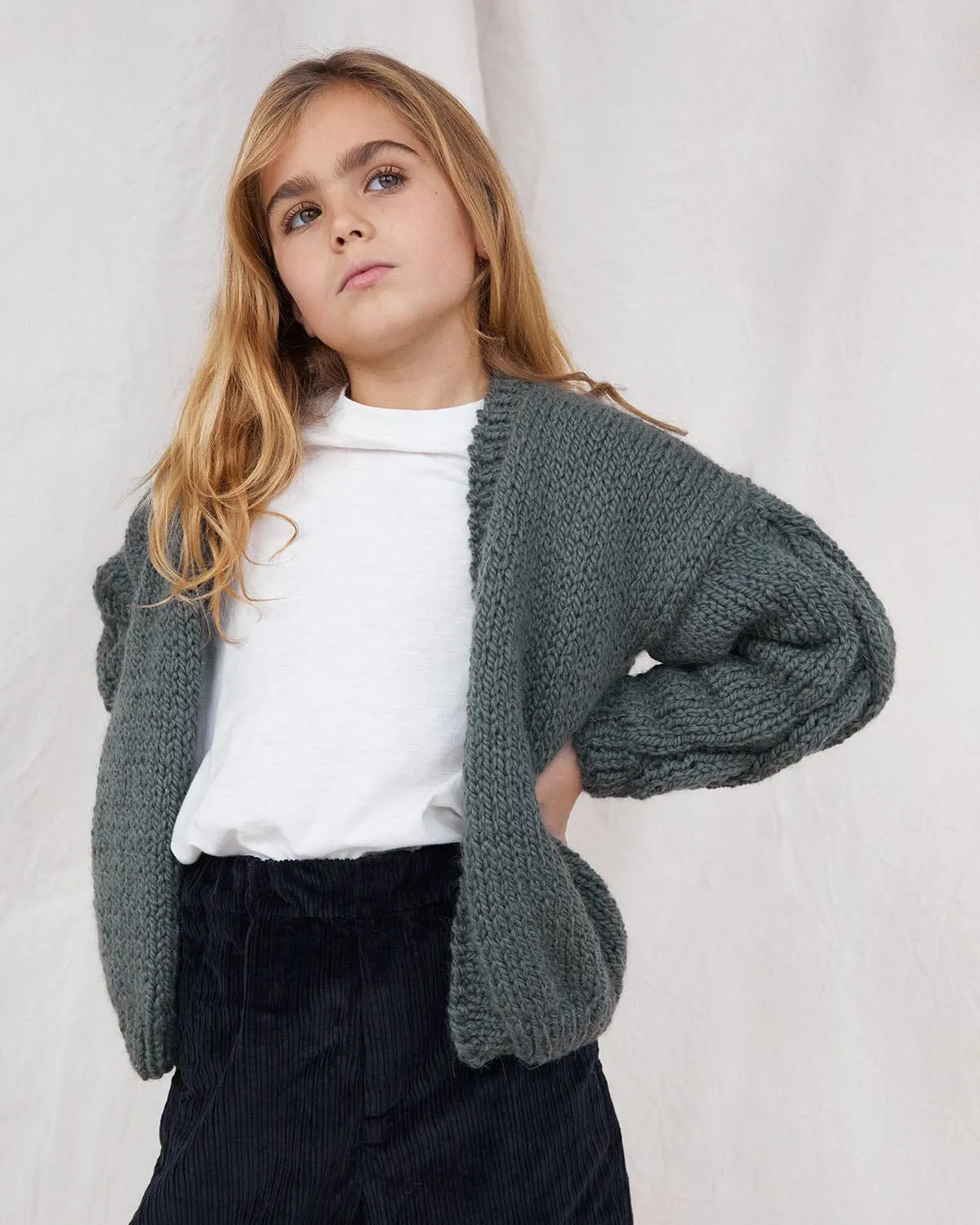 Mini Tommy: Moss Green Wool Cardigan