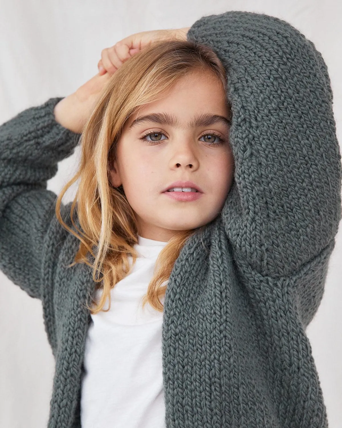 Mini Tommy: Moss Green Wool Cardigan