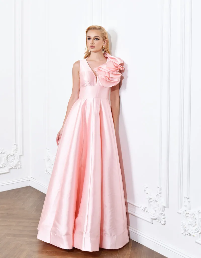 MIRELLA V NECK RUFFLE GOWN B66D26L