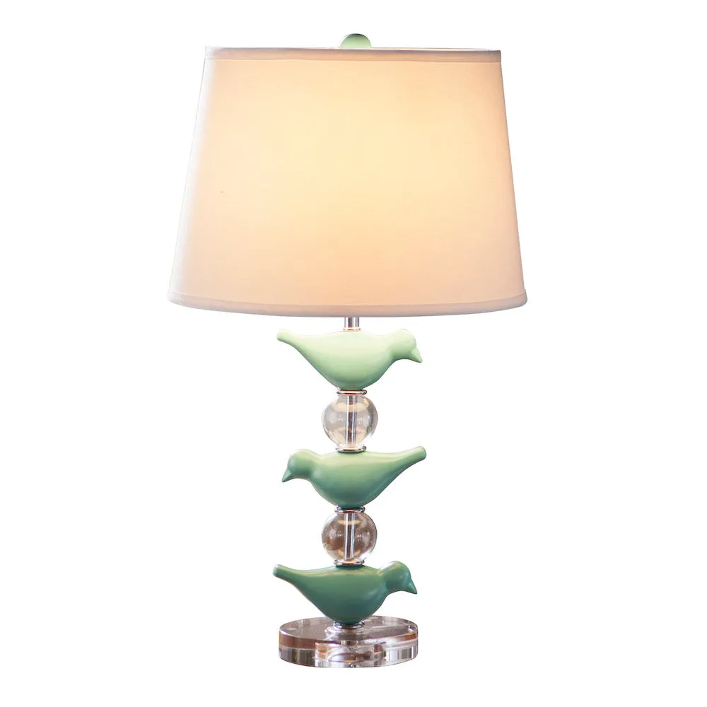 Modern Green Bird Crystal Table Lamp