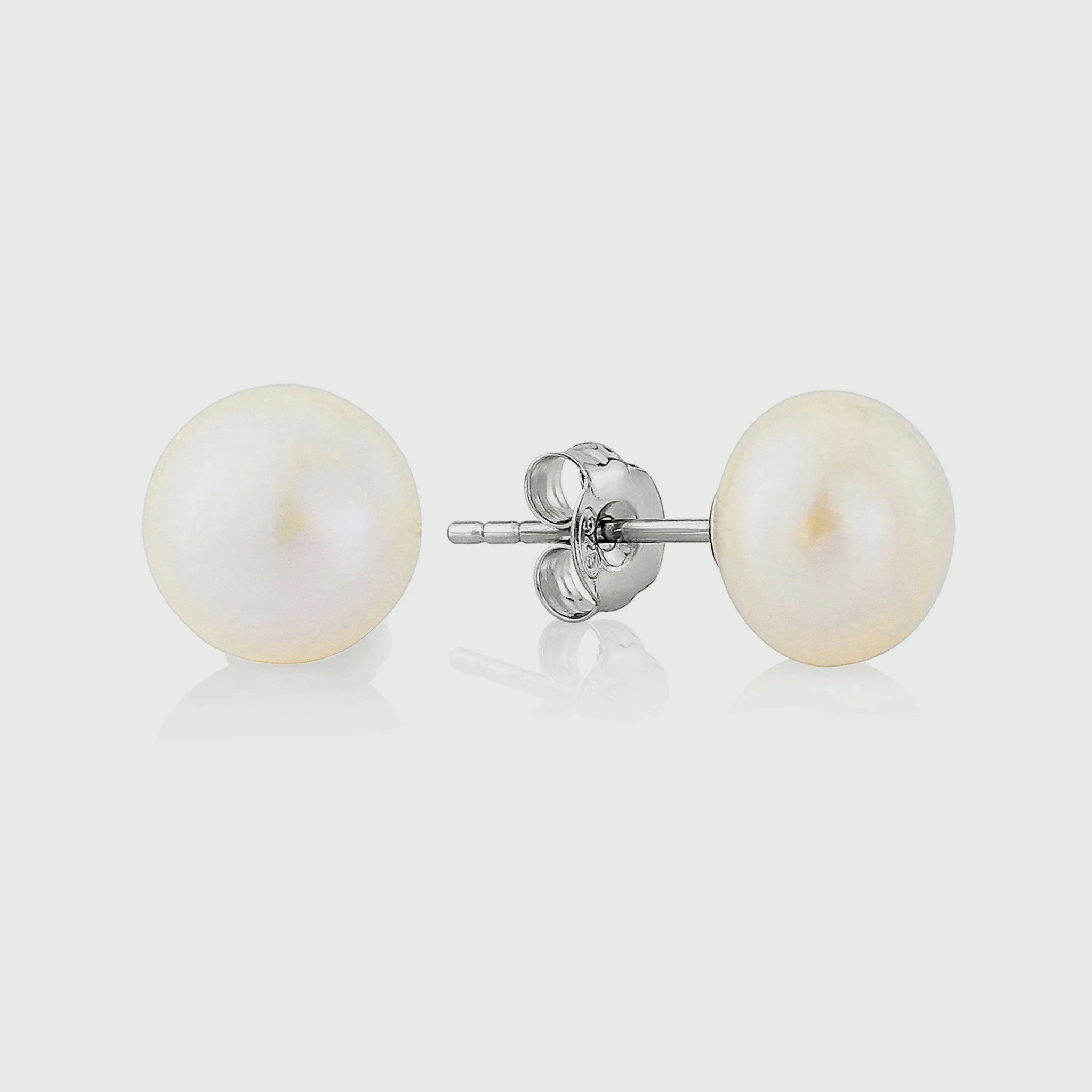 Molina White Freshwater Pearl & Silver Stud Earrings