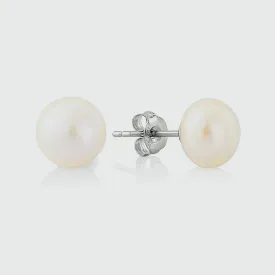 Molina White Freshwater Pearl & Silver Stud Earrings