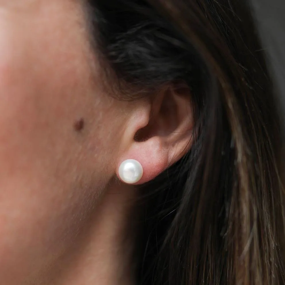 Molina White Freshwater Pearl & Silver Stud Earrings