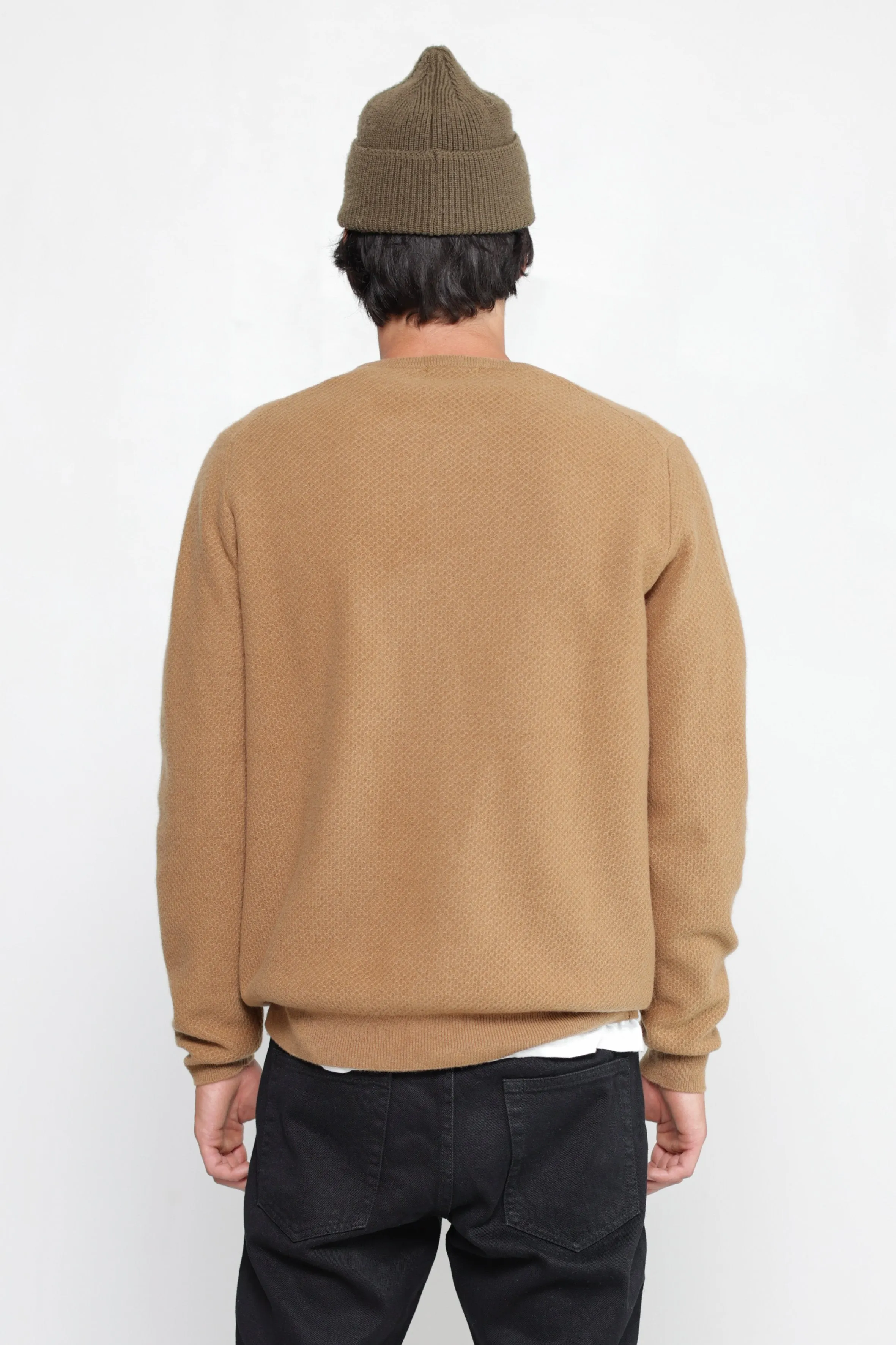 NS3019-3 New Honeycomb Stitch Crew in Camel
