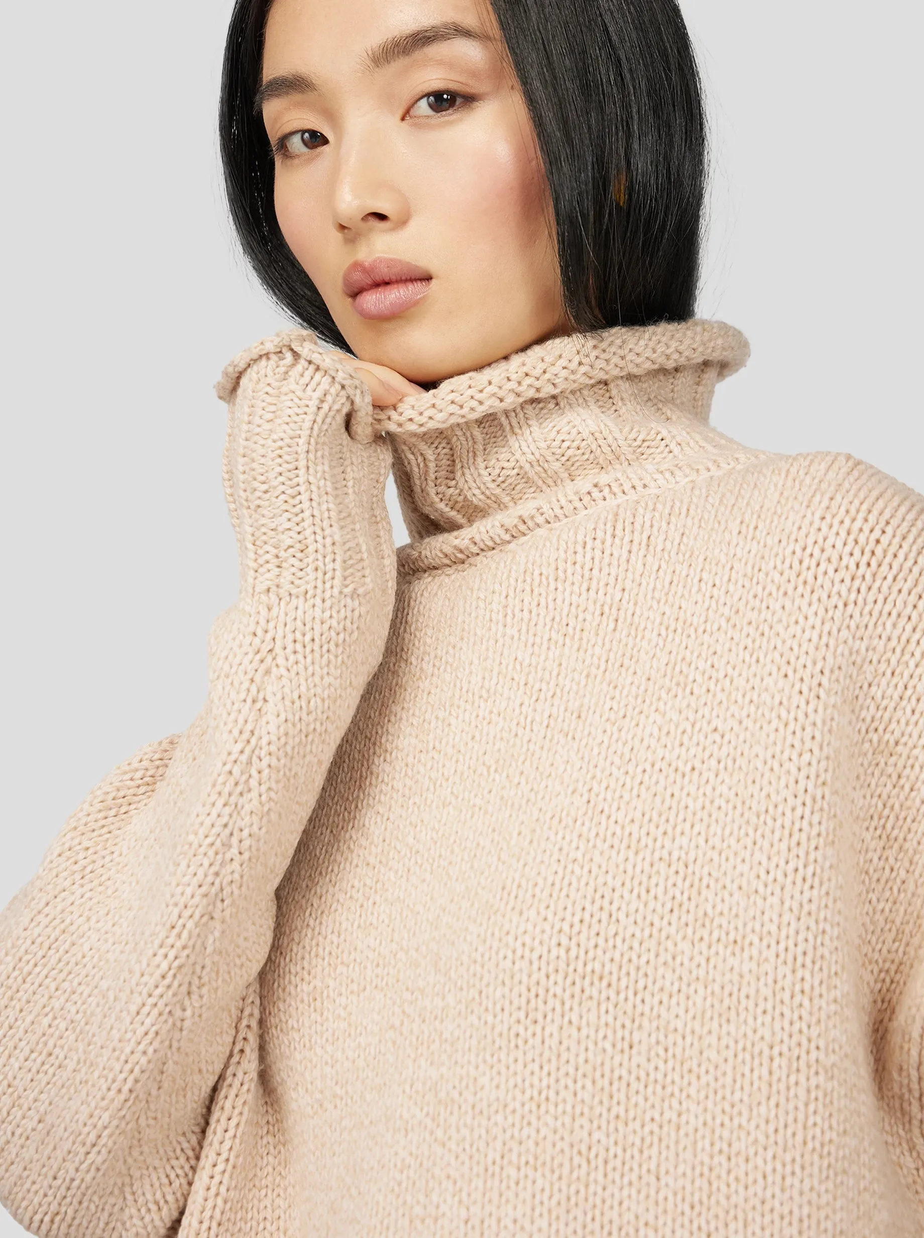 Opal Turtleneck in Chalk Knit