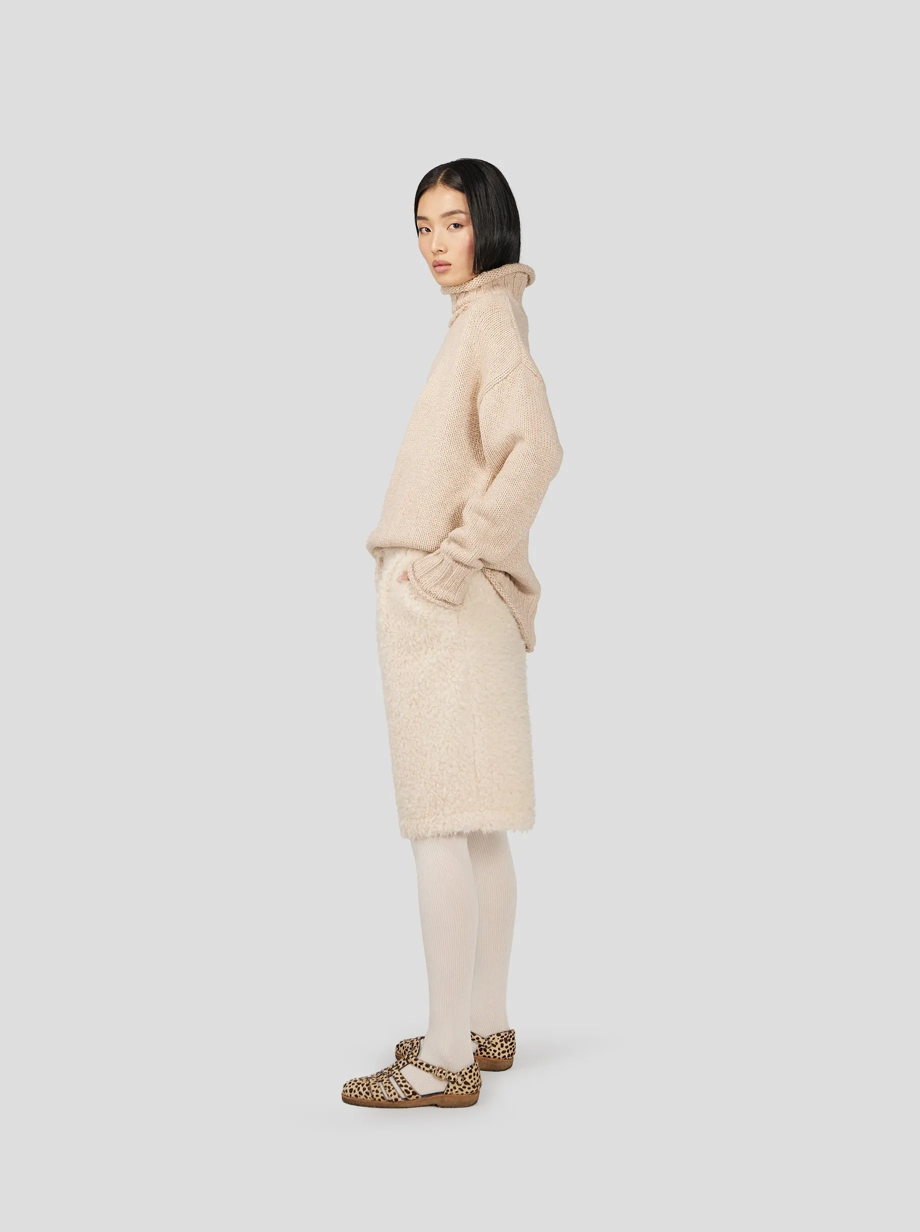 Opal Turtleneck in Chalk Knit