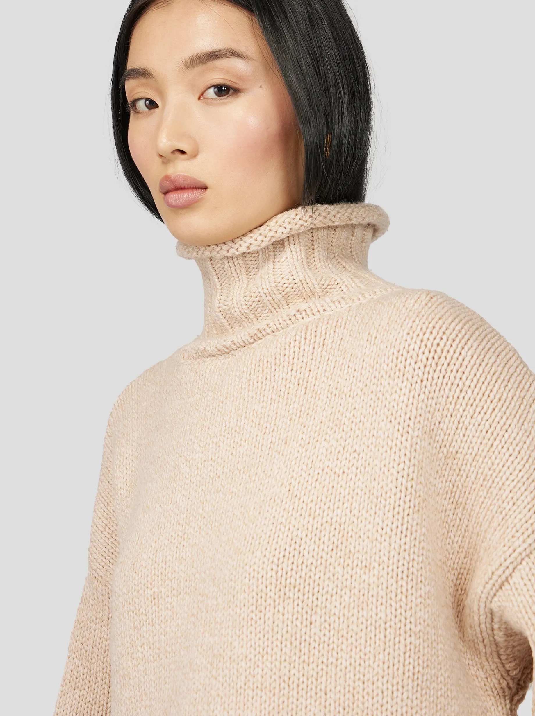 Opal Turtleneck in Chalk Knit
