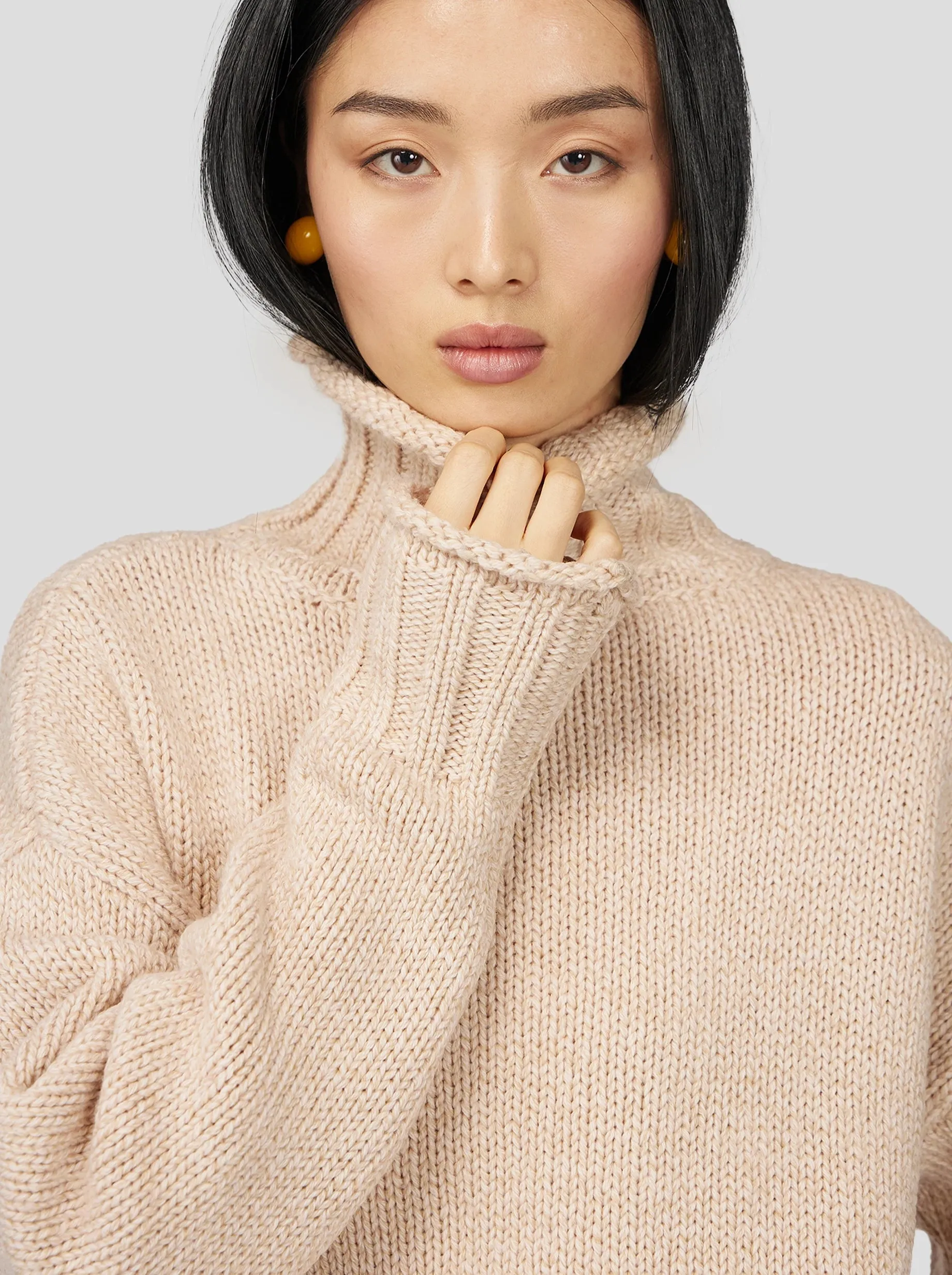 Opal Turtleneck in Chalk Knit