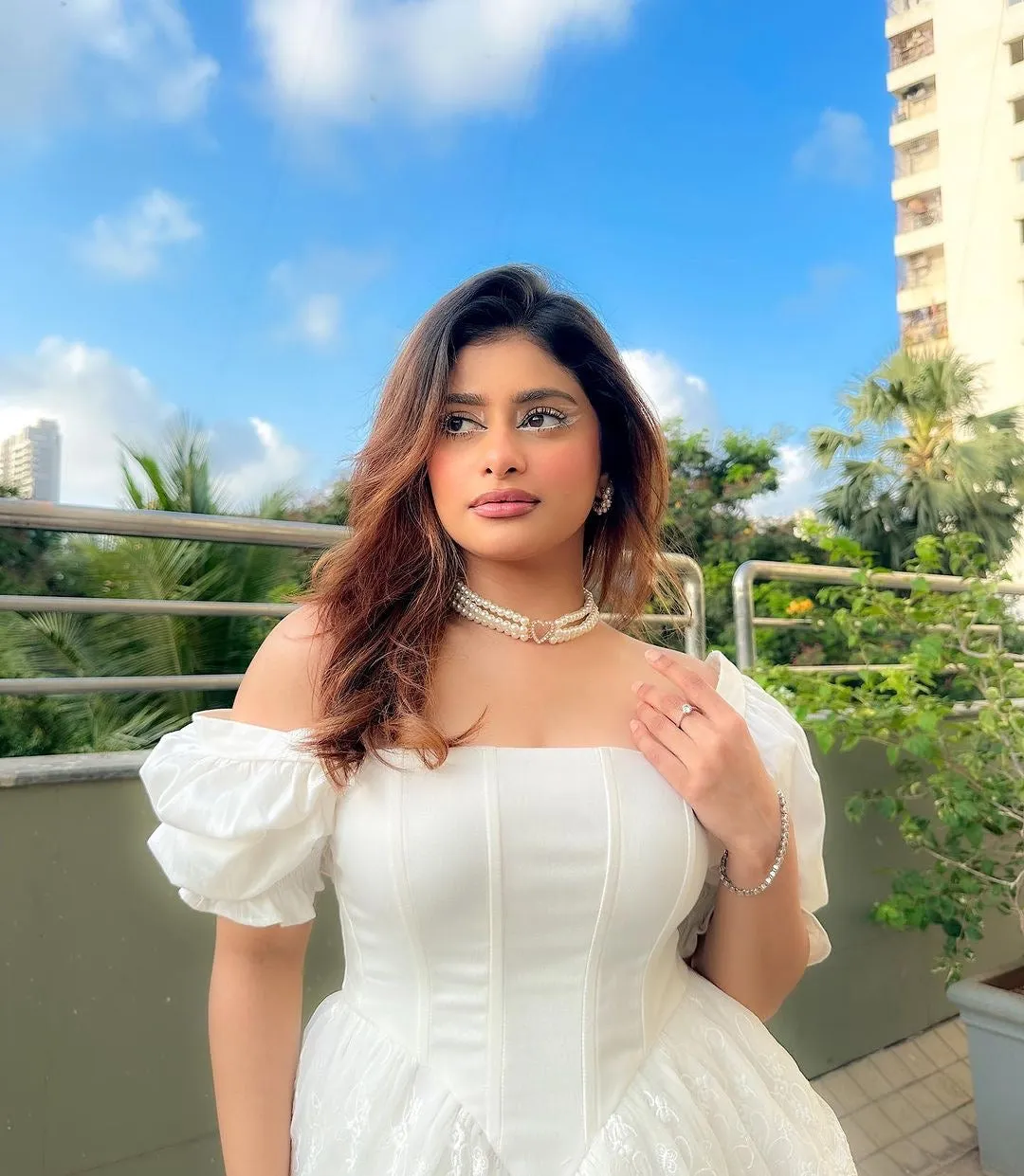 Ophelia White Embroidered Puff Mini Corset Dress