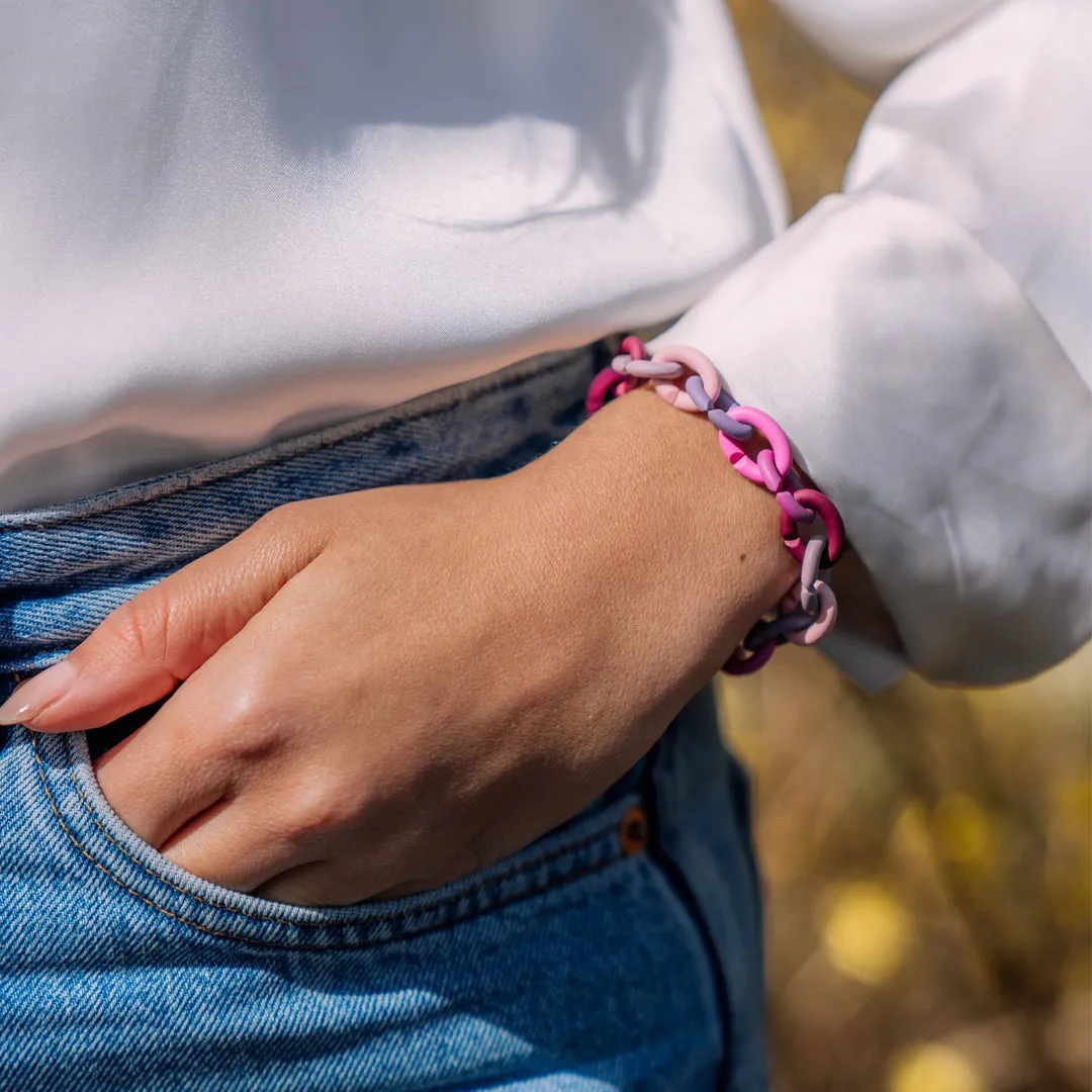 Pink Rainbow Silver Bracelet