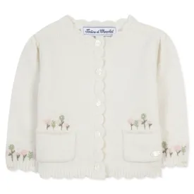 Pocket Petals Baby Cardigan - White