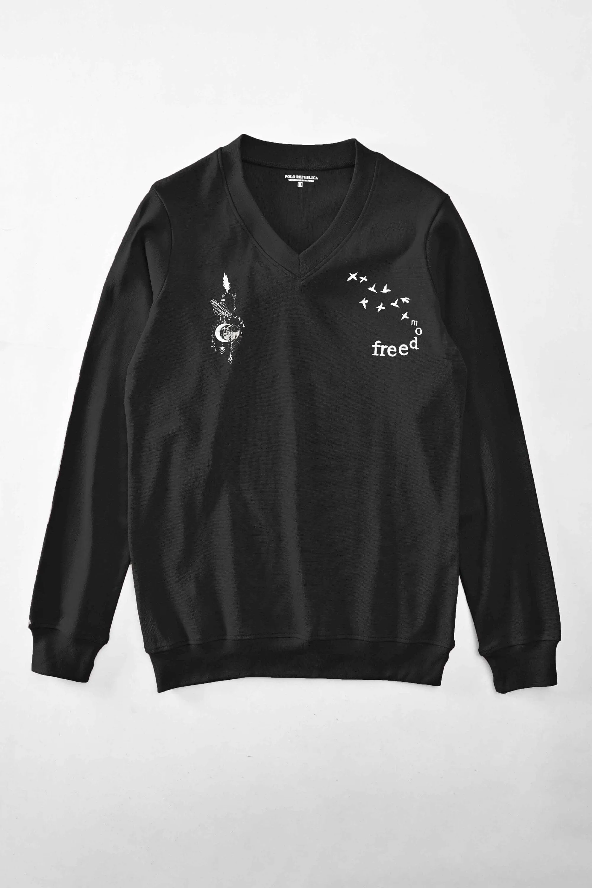 Polo Republica Men's Freedom Embroidered V-Neck Sweat Shirt