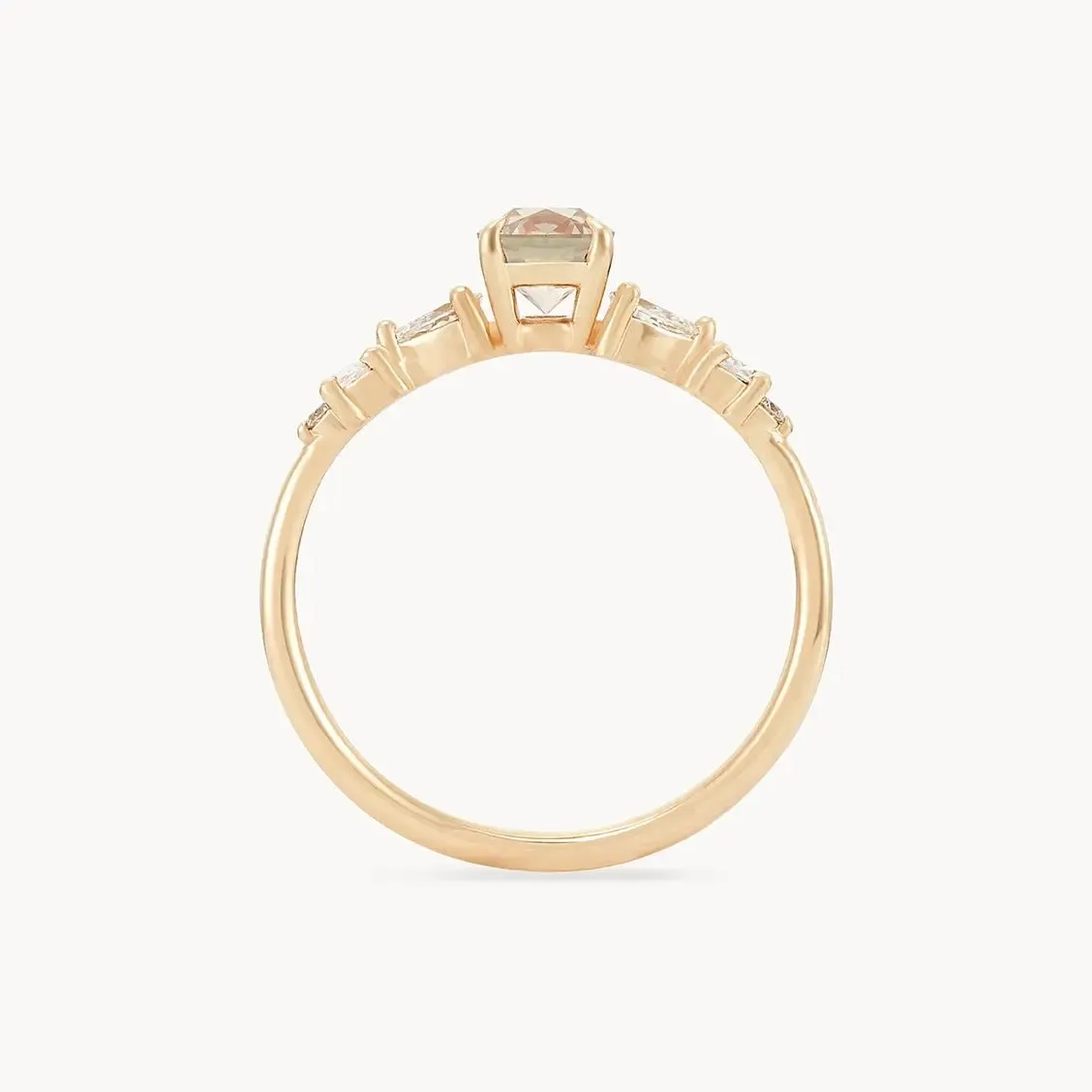 pure affection one-of-a-kind - 14k yellow gold, peach pink oval sapphire -AC