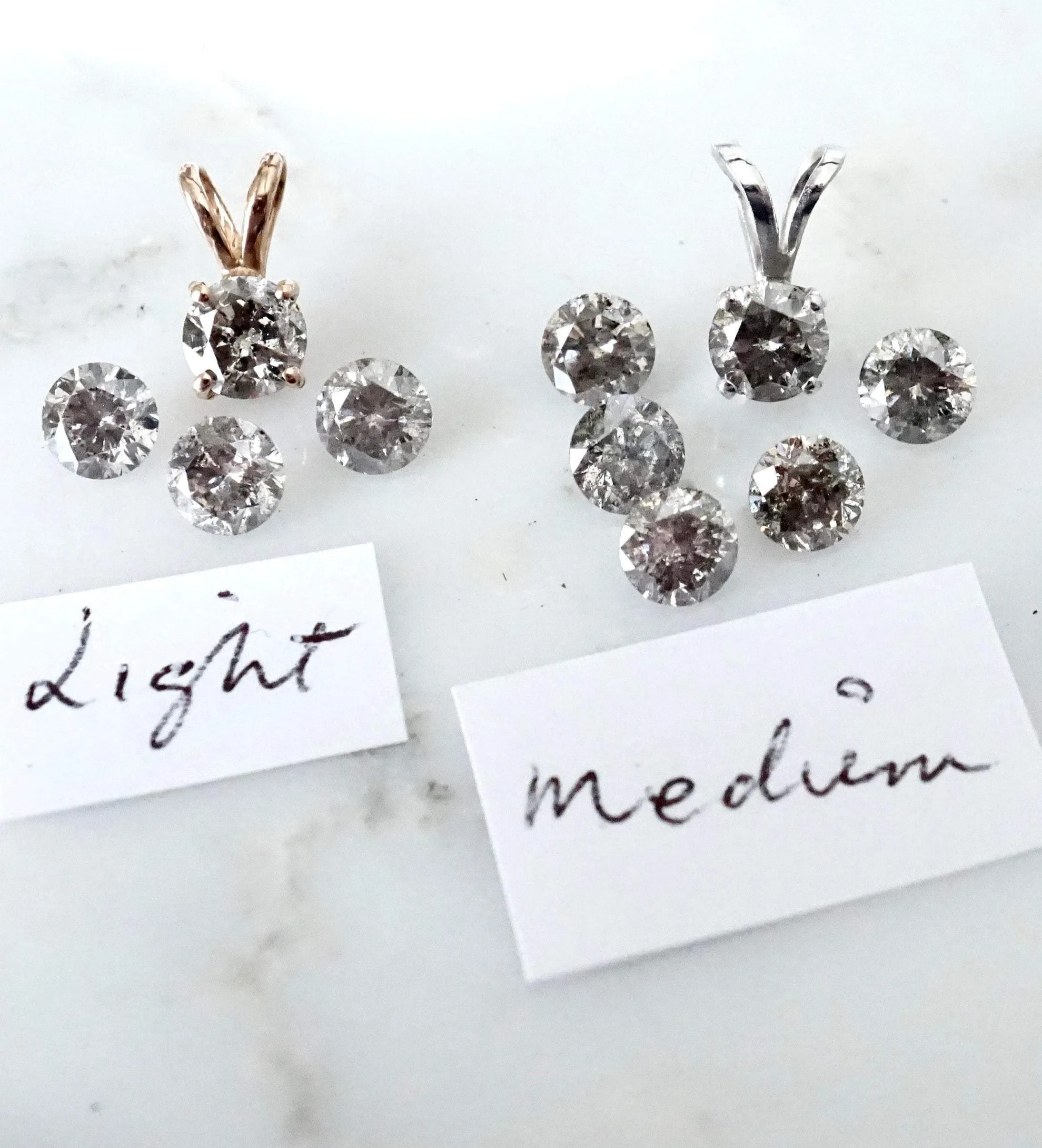 Salt and Pepper Diamond Pendant Necklace - Grey Diamond Pendant