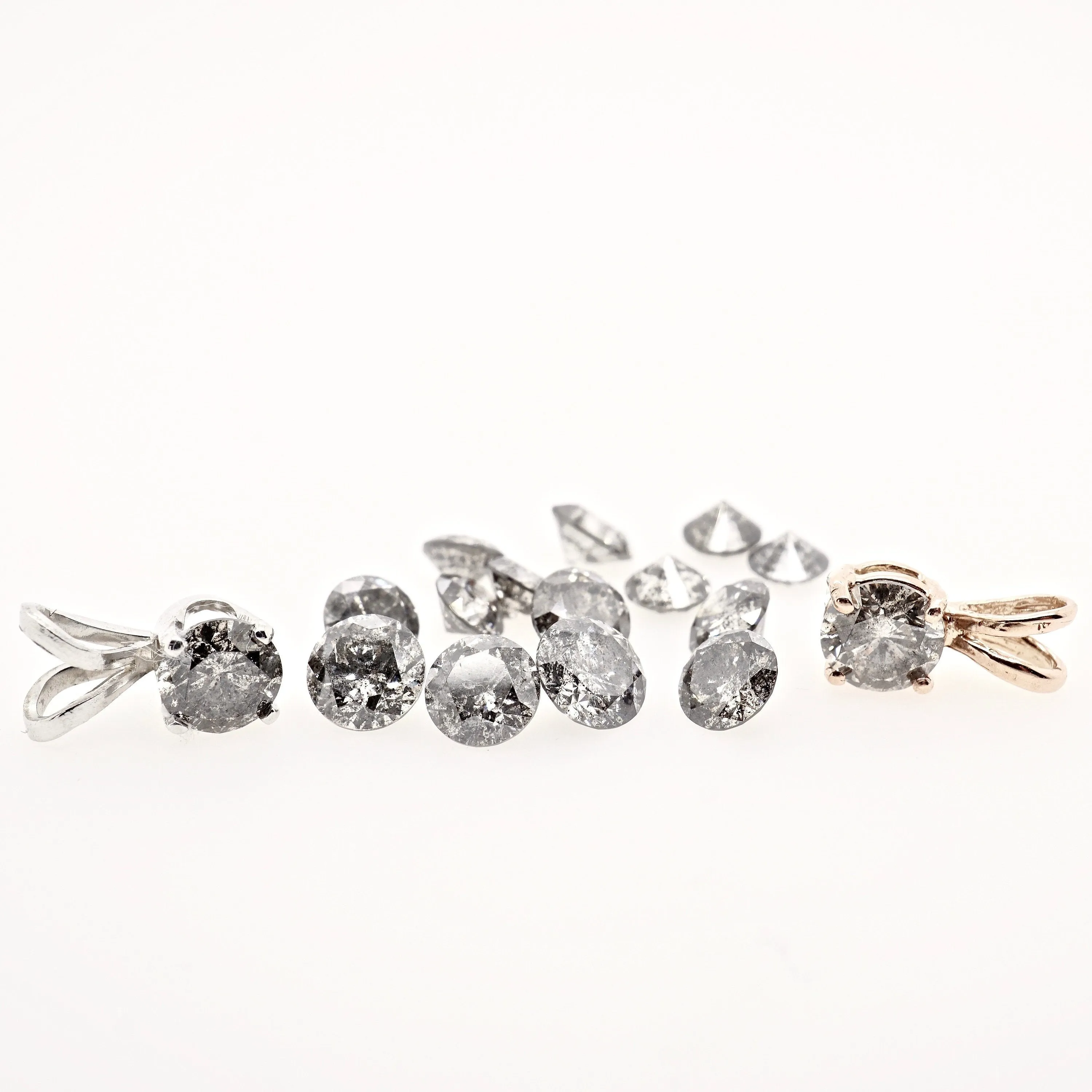 Salt and Pepper Diamond Pendant Necklace - Grey Diamond Pendant