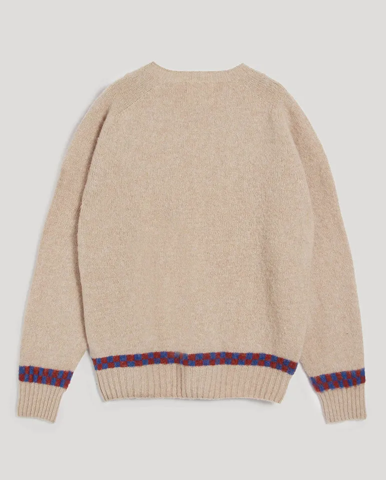 Suedehead Checker Crew Knit ECRU