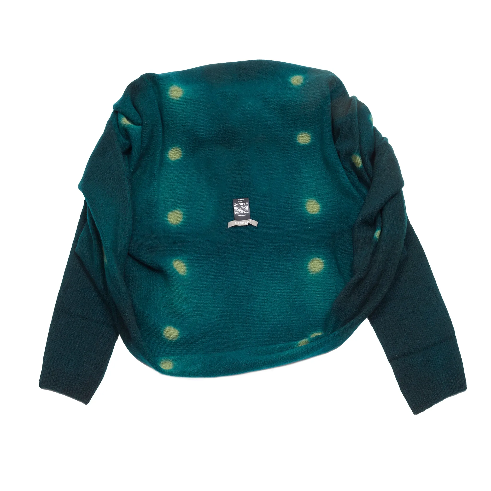 Suzusan Cashmere Seamless Upside Down Cape in Spruce / Leaf Green