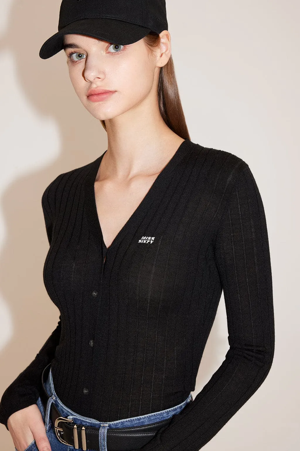 V-Neck Embroidered Slim Woolen Jacket