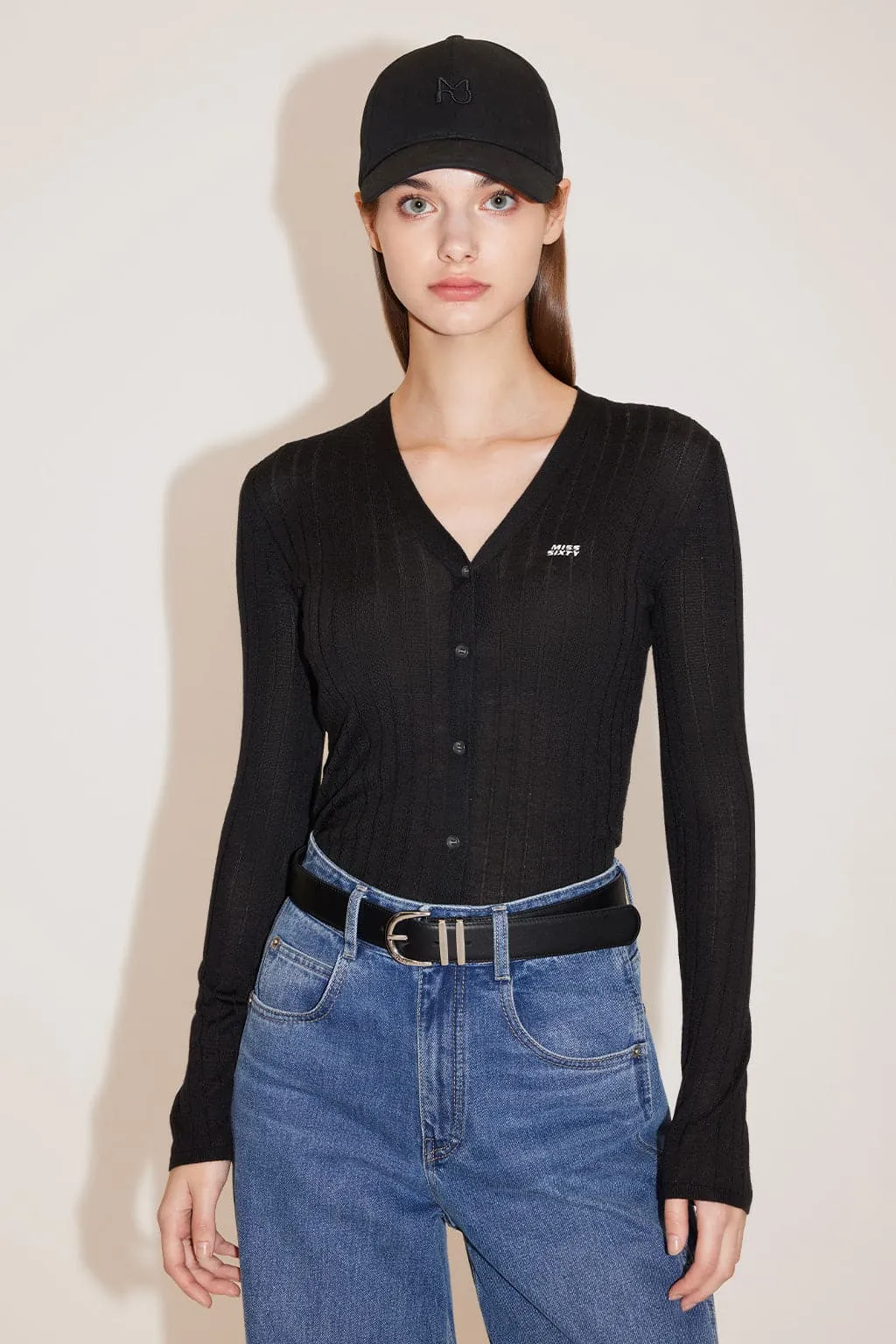 V-Neck Embroidered Slim Woolen Jacket