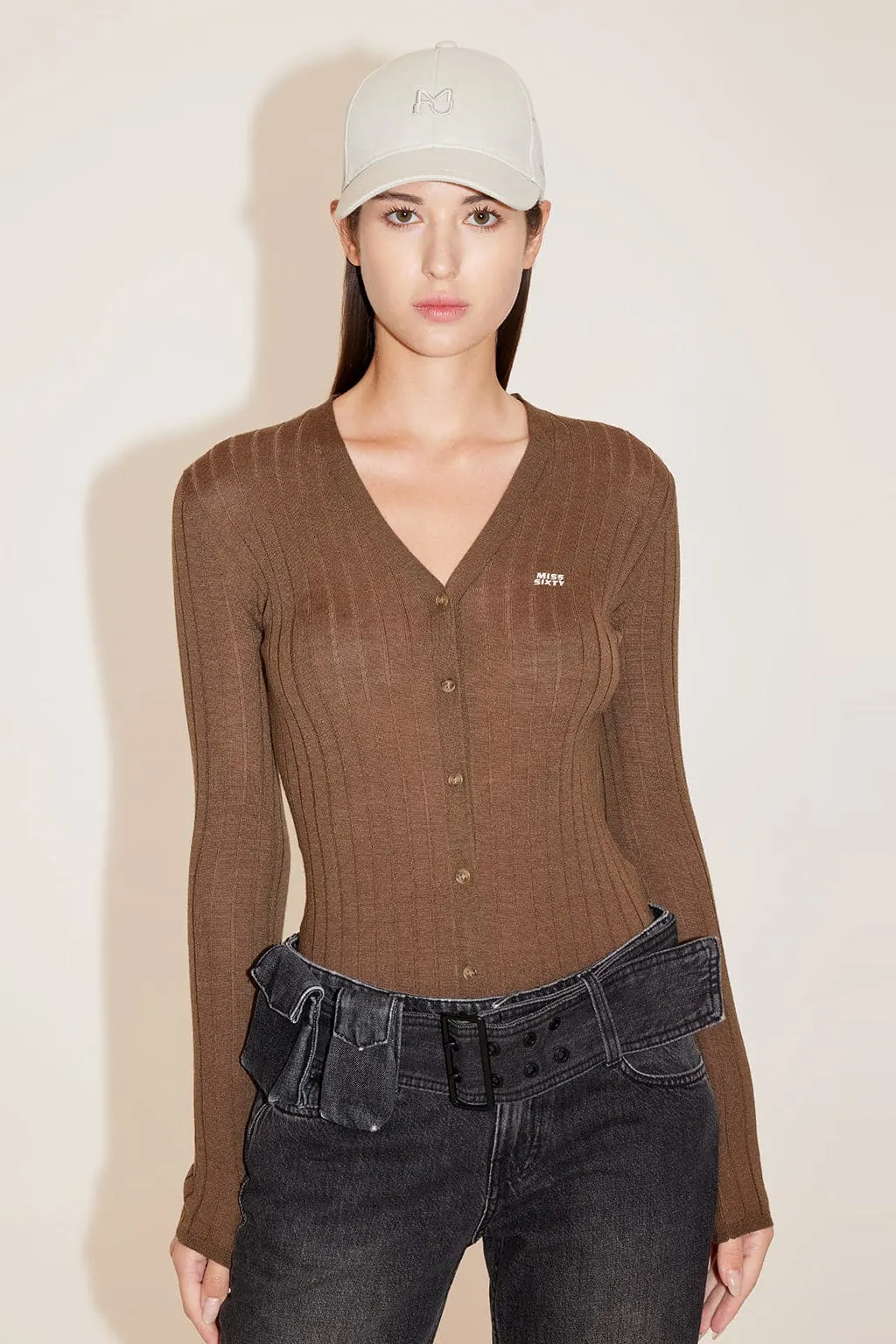 V-Neck Embroidered Slim Woolen Jacket