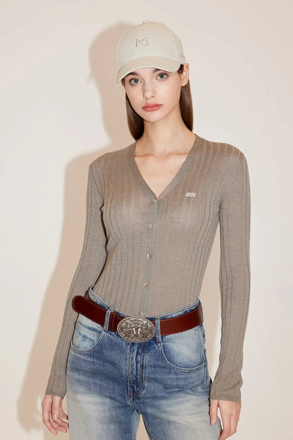 V-Neck Embroidered Slim Woolen Jacket