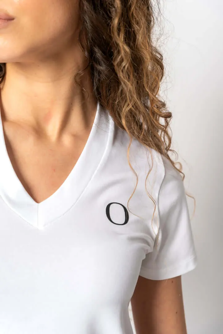 V Neck Shirt in White