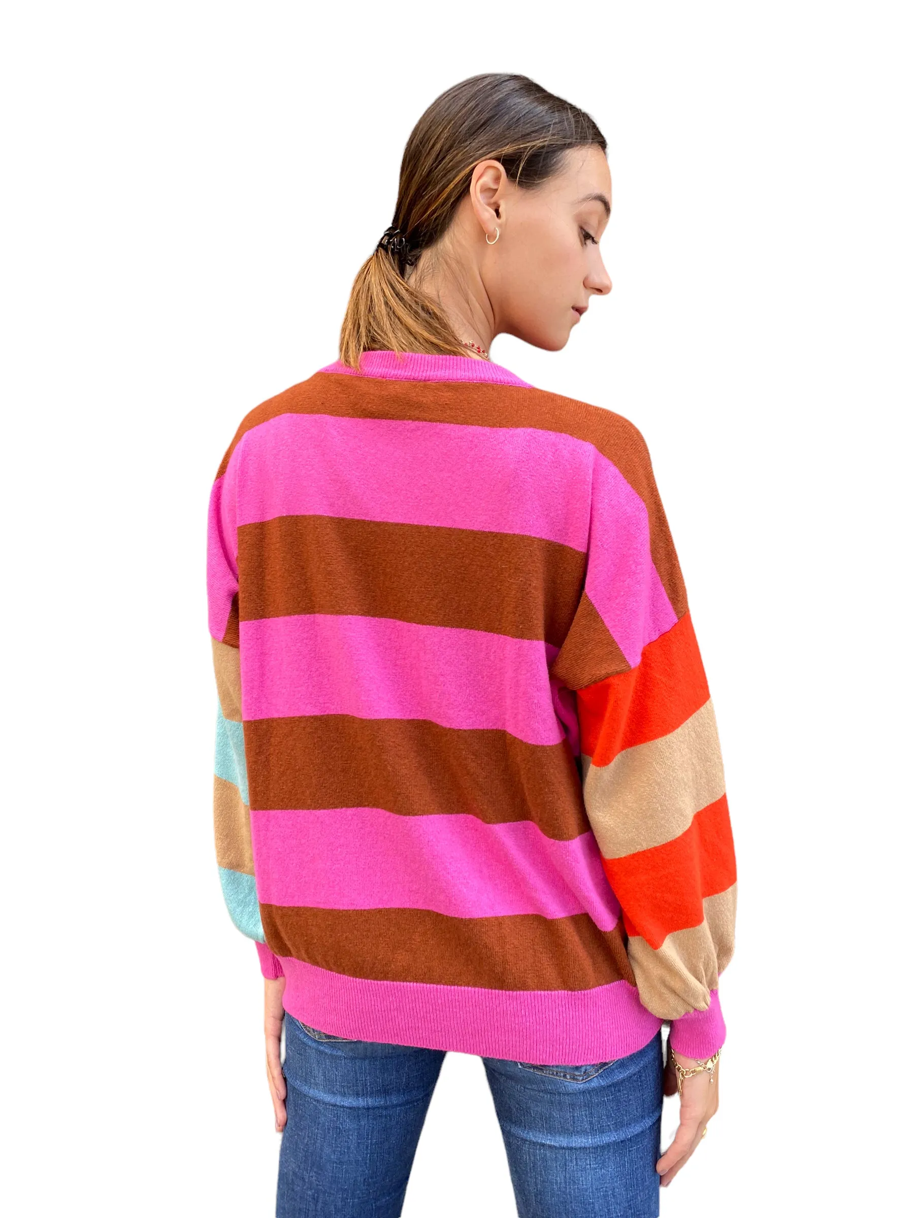 Vicolo fuchsia/ burnt lines pullover