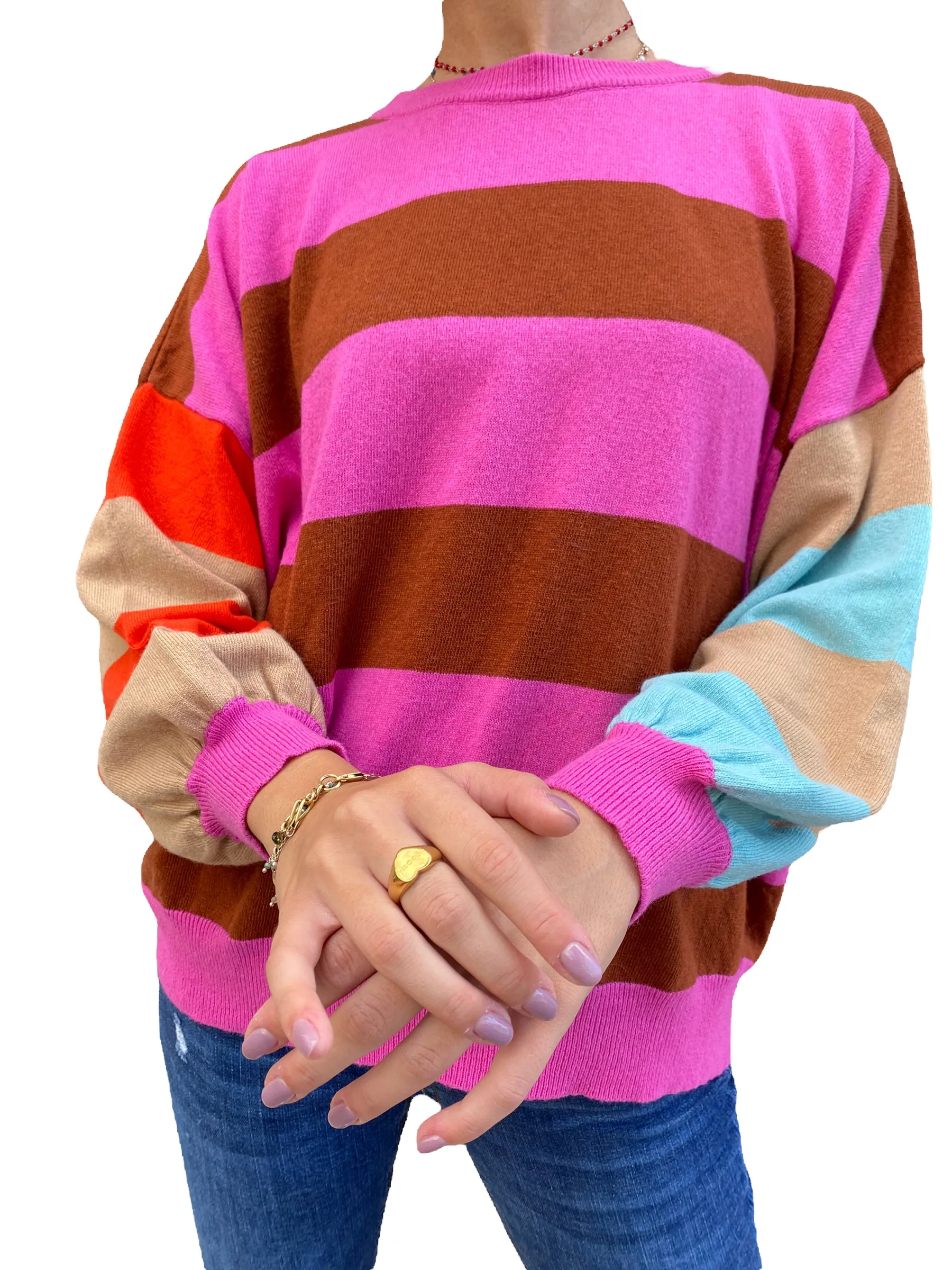Vicolo fuchsia/ burnt lines pullover