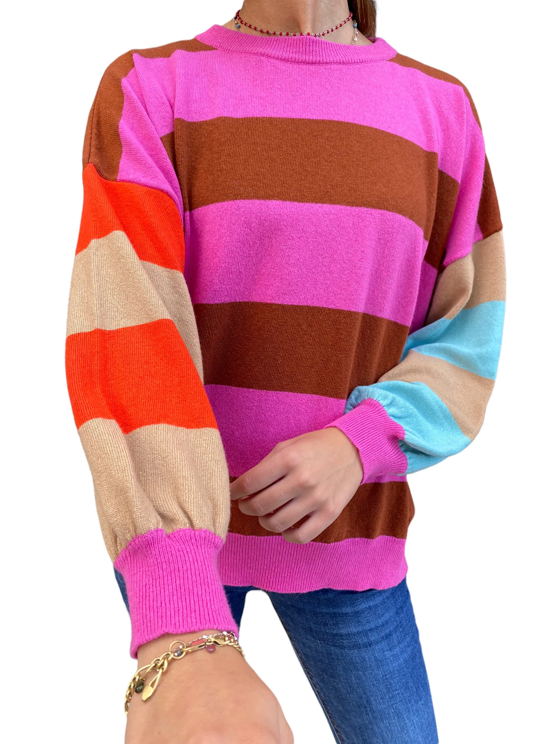 Vicolo fuchsia/ burnt lines pullover