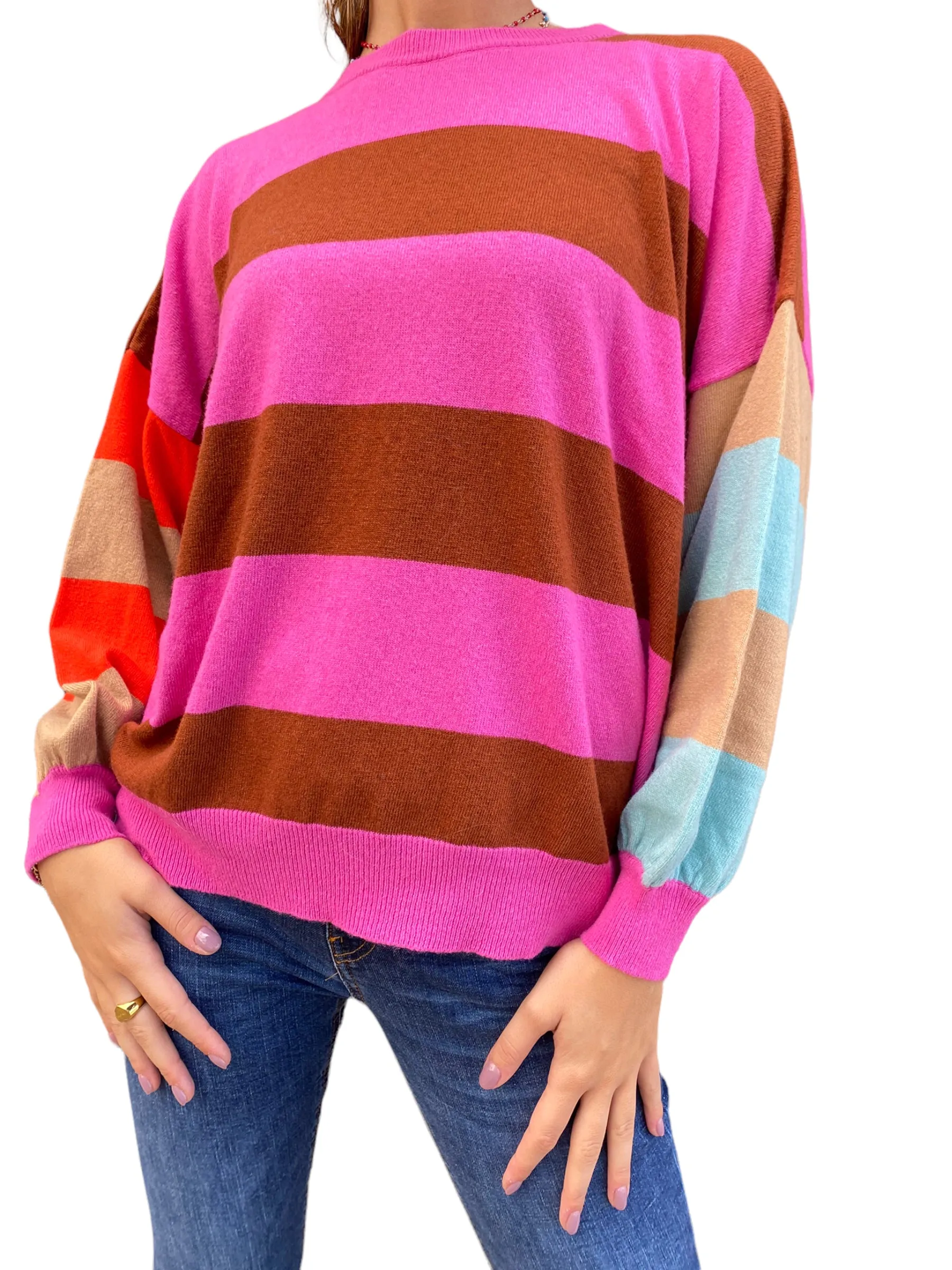 Vicolo fuchsia/ burnt lines pullover