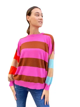 Vicolo fuchsia/ burnt lines pullover