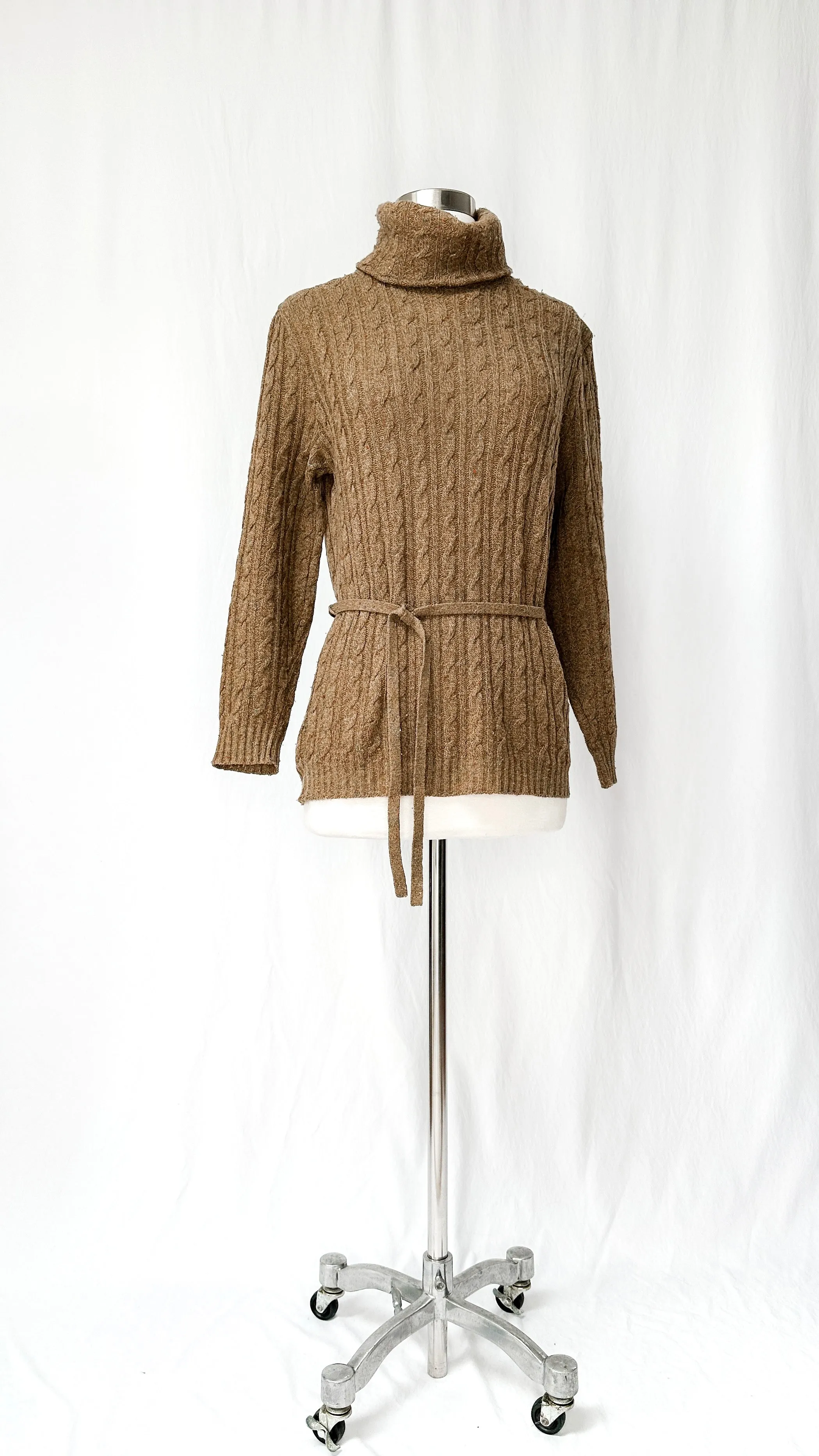 Vintage 70’s Jaeger Brown Lambswool Knit Belted Top (M)